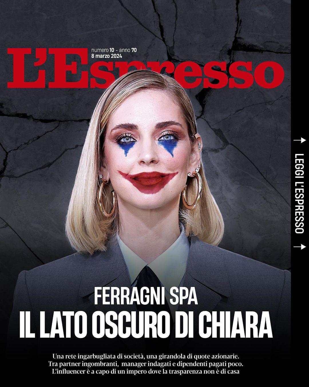 Chiara Ferragni: Ιταλικό περιοδικό την παρουσιάζει στο εξώφυλλό του ως Jocker και την εκθέτει ανεπανόρθωτα