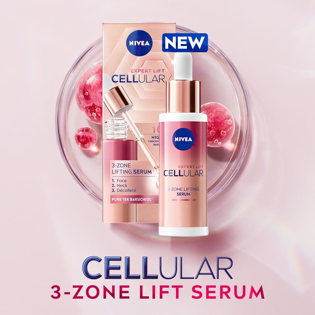 NIVEA CELLULAR 3-Zone Lifting Serum: Ανόρθωση και λάμψη της επιδερμίδας σε μόλις μία εβδομάδα