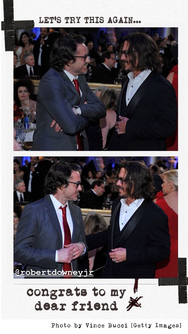Johnny Depp: Συγχαίρει τον Robert Downey Junior για το πρώτο του βραβείο μέσω Instagram
